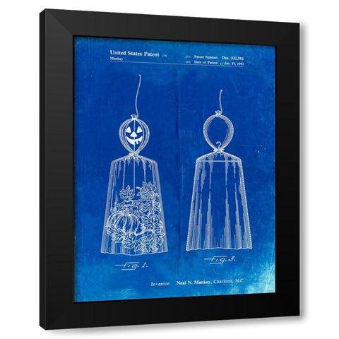 PP895-Faded Blueprint Jack OLantern Patent Poster Black Modern Wood Framed Art Print with Double Matting by Borders, Cole