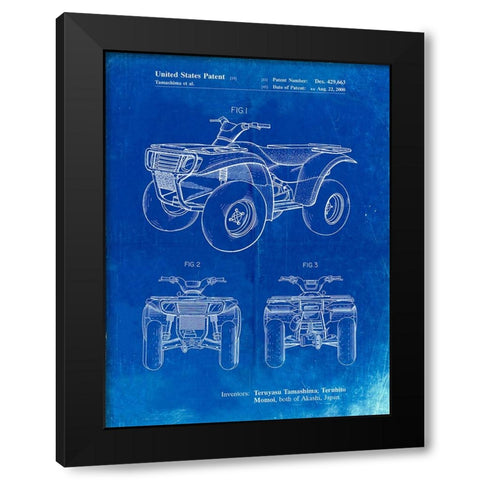 PP902-Faded Blueprint Kawasaki Prairie Patent Poster Black Modern Wood Framed Art Print with Double Matting by Borders, Cole