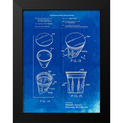 PP904-Faded Blueprint Keurig Cartridge Coffee Patent Poster Black Modern Wood Framed Art Print by Borders, Cole