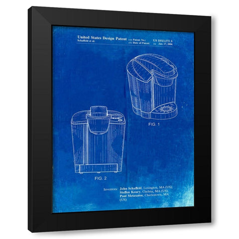 PP905-Faded Blueprint Keurig Coffee Brewer Patent Poster Black Modern Wood Framed Art Print with Double Matting by Borders, Cole