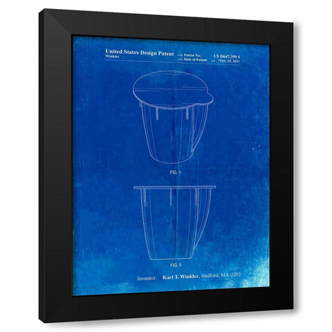 PP906-Faded Blueprint Keurig Cup Poster Black Modern Wood Framed Art Print with Double Matting by Borders, Cole