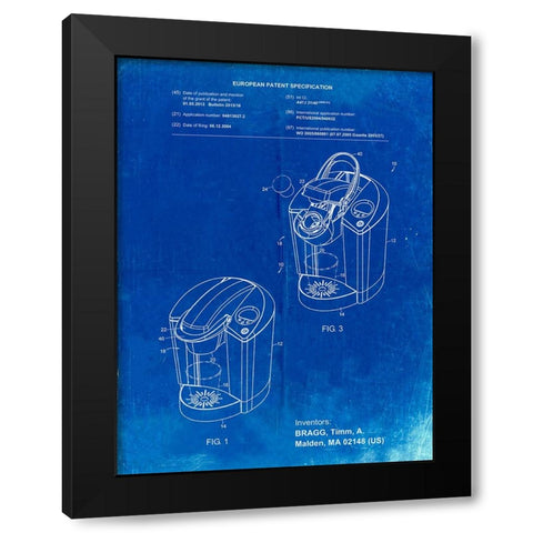 PP907-Faded Blueprint Keurig Patent Poster Black Modern Wood Framed Art Print with Double Matting by Borders, Cole