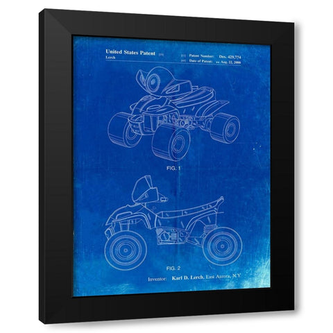 PP908-Faded Blueprint Kids 4-Wheeler Poster Black Modern Wood Framed Art Print by Borders, Cole