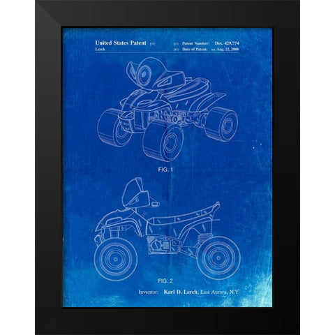 PP908-Faded Blueprint Kids 4-Wheeler Poster Black Modern Wood Framed Art Print by Borders, Cole