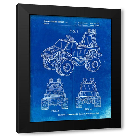 PP911-Faded Blueprint Kids Truck Poster Black Modern Wood Framed Art Print with Double Matting by Borders, Cole