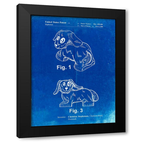 PP924-Faded Blueprint Lego Dog Poster Black Modern Wood Framed Art Print with Double Matting by Borders, Cole