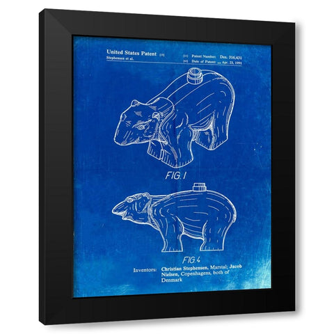 PP933-Faded Blueprint Lego Polar Bear Poster Black Modern Wood Framed Art Print by Borders, Cole