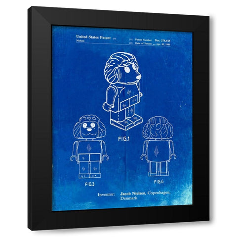 PP934-Faded Blueprint Lego Poodle Patent Poster Black Modern Wood Framed Art Print by Borders, Cole