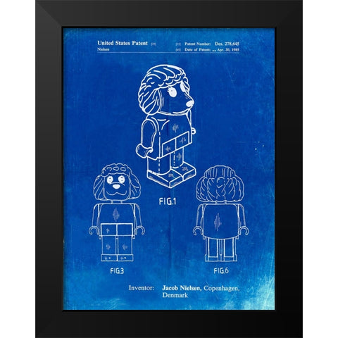 PP934-Faded Blueprint Lego Poodle Patent Poster Black Modern Wood Framed Art Print by Borders, Cole