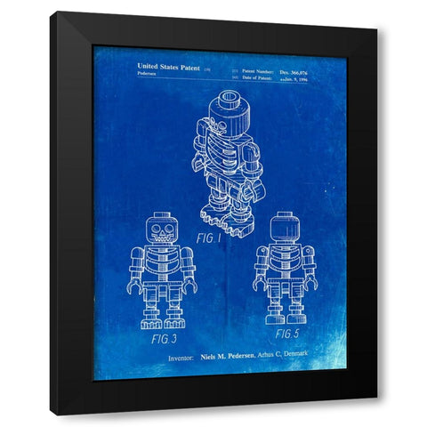 PP936-Faded Blueprint Lego Skeleton Patent Poster Black Modern Wood Framed Art Print with Double Matting by Borders, Cole