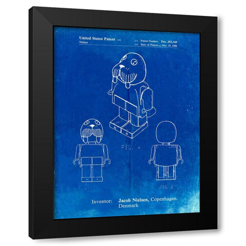 PP939-Faded Blueprint Lego Walrus Poster Black Modern Wood Framed Art Print with Double Matting by Borders, Cole