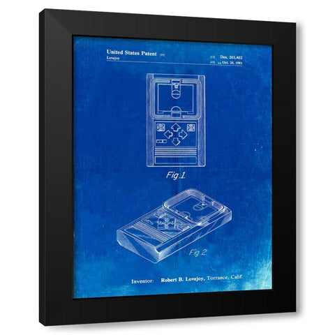 PP950-Faded Blueprint Mattel Electronic Basketball Game Patent Poster Black Modern Wood Framed Art Print by Borders, Cole