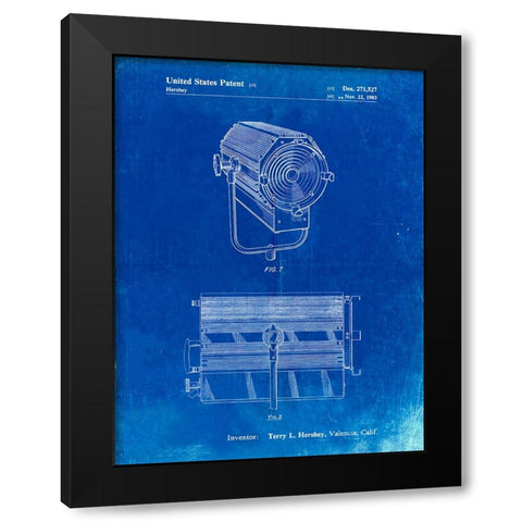 PP961-Faded Blueprint Mole-Richardson Film Light Patent Poster Black Modern Wood Framed Art Print by Borders, Cole