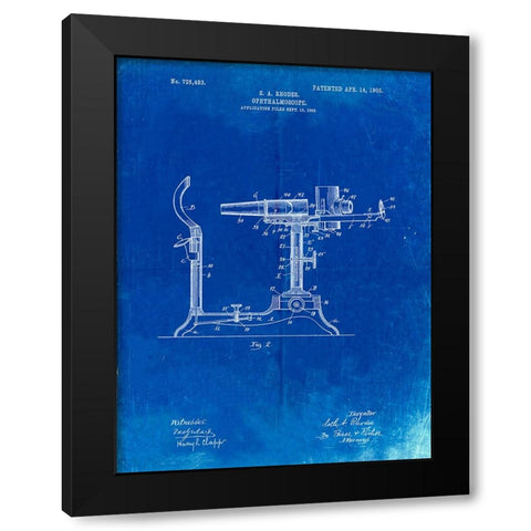 PP974-Faded Blueprint Ophthalmoscope Patent  Black Modern Wood Framed Art Print with Double Matting by Borders, Cole