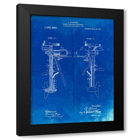 PP979-Faded Blueprint Otoscope Patent Print Black Modern Wood Framed Art Print with Double Matting by Borders, Cole