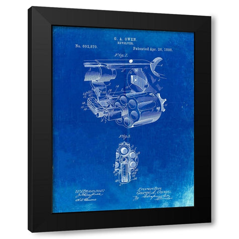 PP980-Faded Blueprint Owen Revolver Patent Art Black Modern Wood Framed Art Print with Double Matting by Borders, Cole