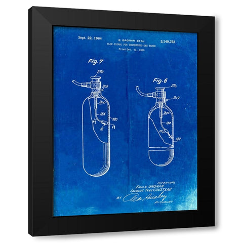 PP981-Faded Blueprint Oxygen Tank Poster Black Modern Wood Framed Art Print with Double Matting by Borders, Cole