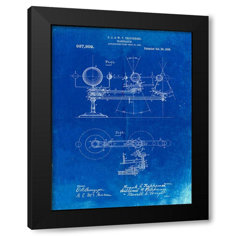PP988-Faded Blueprint Planetarium 1909 Patent Poster Black Modern Wood Framed Art Print with Double Matting by Borders, Cole