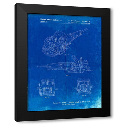 PP989-Faded Blueprint Plate Joiner Patent Poster Black Modern Wood Framed Art Print by Borders, Cole