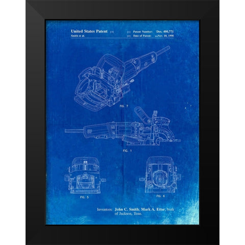 PP989-Faded Blueprint Plate Joiner Patent Poster Black Modern Wood Framed Art Print by Borders, Cole