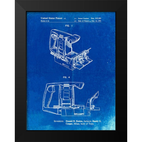 PP990-Faded Blueprint Plate Joiner Poster Black Modern Wood Framed Art Print by Borders, Cole
