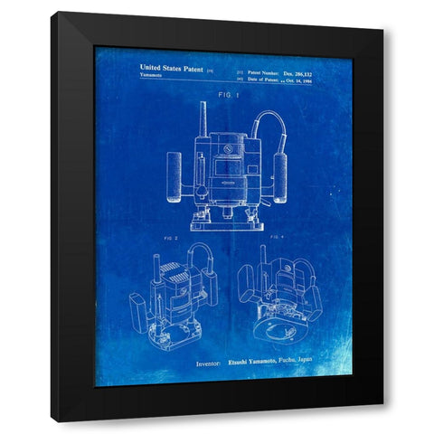PP1025-Faded Blueprint Ryobi Portable Router Patent Poster Black Modern Wood Framed Art Print with Double Matting by Borders, Cole