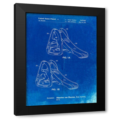 PP1039-Faded Blueprint Slide Poster Black Modern Wood Framed Art Print with Double Matting by Borders, Cole