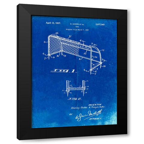 PP1048-Faded Blueprint Soccer Goal Patent Art Black Modern Wood Framed Art Print by Borders, Cole