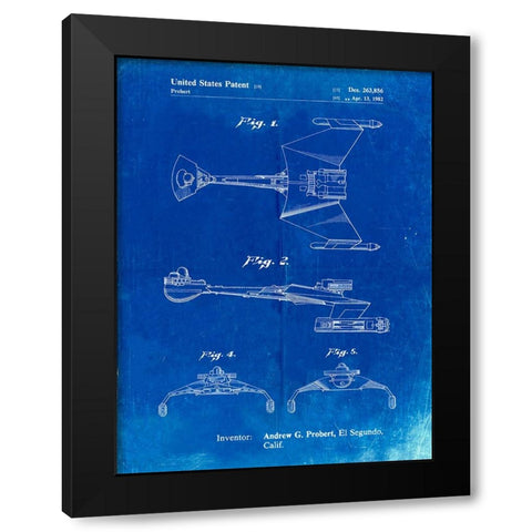 PP1053-Faded Blueprint Star Trek Klingon Empire Starship Poster Black Modern Wood Framed Art Print with Double Matting by Borders, Cole