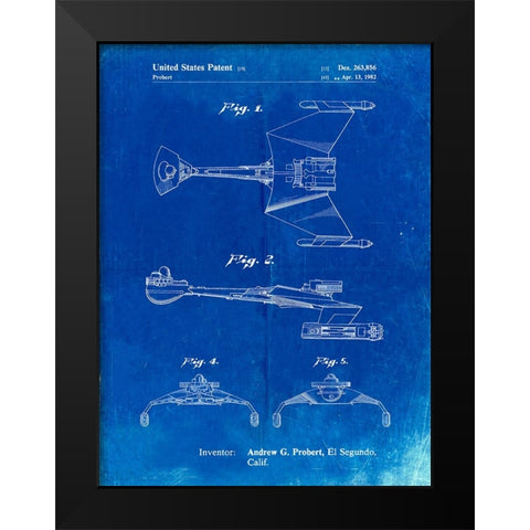 PP1053-Faded Blueprint Star Trek Klingon Empire Starship Poster Black Modern Wood Framed Art Print by Borders, Cole