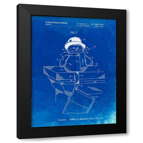 PP1067-Faded Blueprint Stocking Holder Poster Black Modern Wood Framed Art Print by Borders, Cole