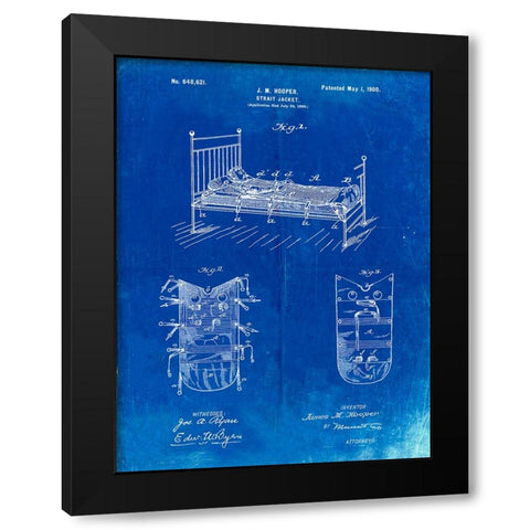 PP1068-Faded Blueprint Strait Jacket Patent Poster Black Modern Wood Framed Art Print with Double Matting by Borders, Cole