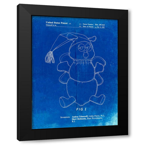 PP1070-Faded Blueprint Stuffed Animal Poster Black Modern Wood Framed Art Print with Double Matting by Borders, Cole