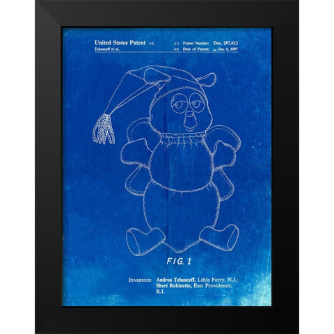 PP1070-Faded Blueprint Stuffed Animal Poster Black Modern Wood Framed Art Print by Borders, Cole