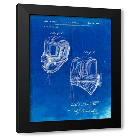 PP1071-Faded Blueprint Sub Zero Mask Patent Poster Black Modern Wood Framed Art Print with Double Matting by Borders, Cole