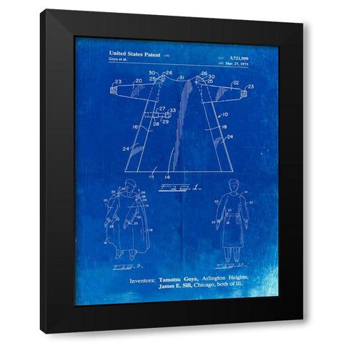 PP1074-Faded Blueprint Surgical Gown Patent Print Black Modern Wood Framed Art Print with Double Matting by Borders, Cole