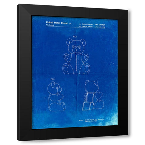 PP1085-Faded Blueprint Teddy Bear Poster Black Modern Wood Framed Art Print with Double Matting by Borders, Cole