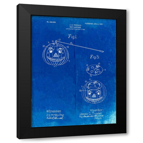 PP1106-Faded Blueprint Toy Lantern Poste Patent Black Modern Wood Framed Art Print by Borders, Cole