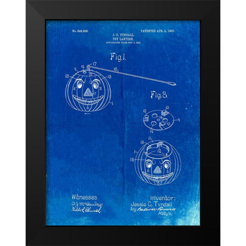 PP1106-Faded Blueprint Toy Lantern Poste Patent Black Modern Wood Framed Art Print by Borders, Cole