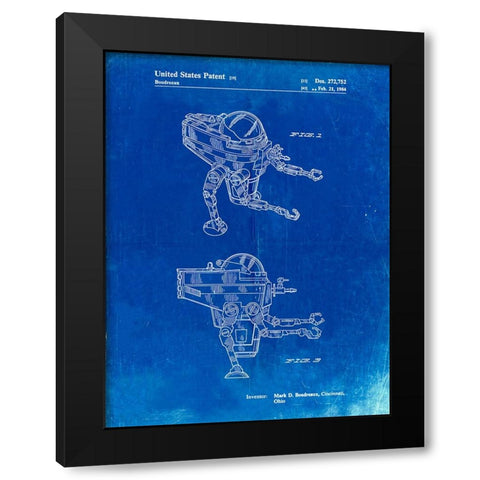 PP1107-Faded Blueprint Mattel Space Walking Toy Patent Poster Black Modern Wood Framed Art Print by Borders, Cole
