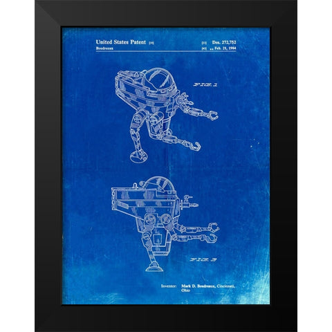 PP1107-Faded Blueprint Mattel Space Walking Toy Patent Poster Black Modern Wood Framed Art Print by Borders, Cole