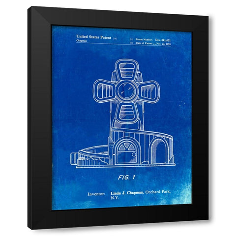 PP1108-Faded Blueprint Toy Windmill Poster Black Modern Wood Framed Art Print with Double Matting by Borders, Cole