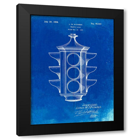 PP1109-Faded Blueprint Traffic Light 1923 Patent Poster Black Modern Wood Framed Art Print with Double Matting by Borders, Cole