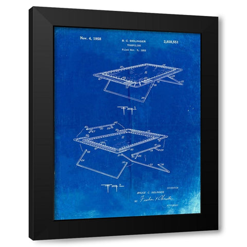 PP1112-Faded Blueprint Trampoline Poster  Black Modern Wood Framed Art Print with Double Matting by Borders, Cole