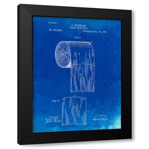 PP53-Faded Blueprint Toilet Paper Patent Black Modern Wood Framed Art Print by Borders, Cole