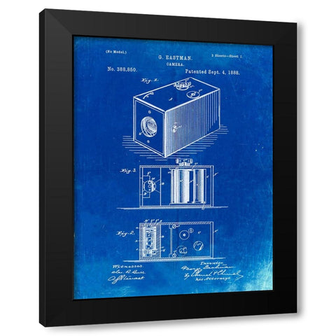 PP126- Faded Blueprint Eastman Kodak Camera Patent Poster Black Modern Wood Framed Art Print with Double Matting by Borders, Cole