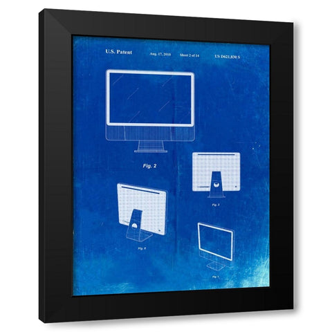 PP178- Faded Blueprint iMac Computer Mid 2010 Patent Poster Black Modern Wood Framed Art Print with Double Matting by Borders, Cole