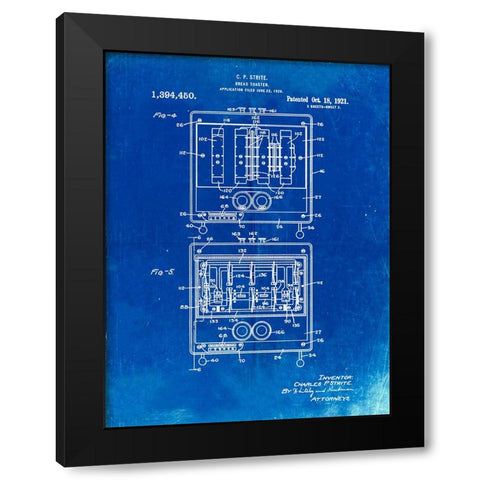 PP207- Faded Blueprint Toastmaster Toaster Patent Print Black Modern Wood Framed Art Print by Borders, Cole