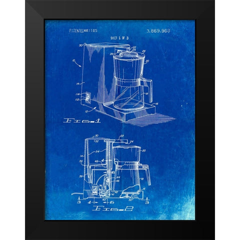 PP208- Faded Blueprint Dart Coffee Maker 1975 Black Modern Wood Framed Art Print by Borders, Cole