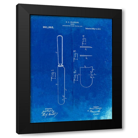 PP278-Faded Blueprint Meat Knife Poster Black Modern Wood Framed Art Print with Double Matting by Borders, Cole
